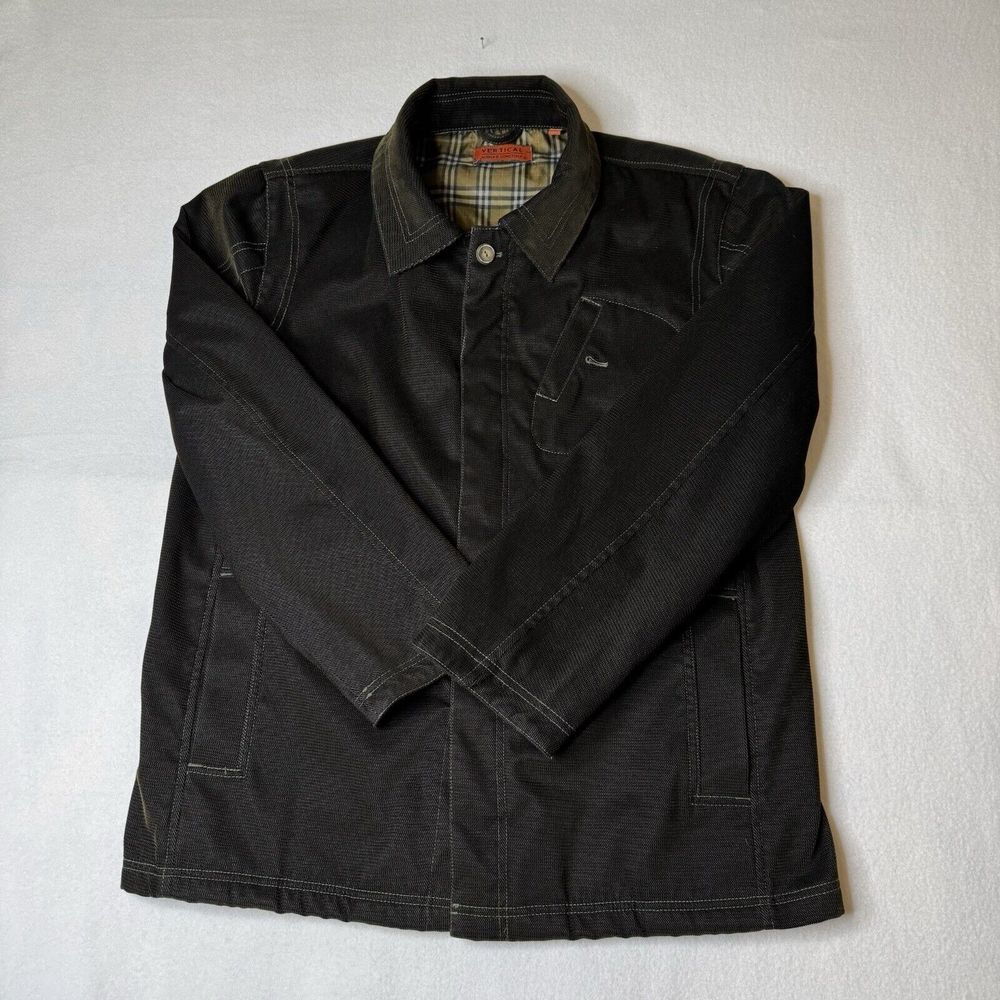Robert Comstock Vertical‎ Mens Button Up Barn Jacket Brown Sz M Plaid Lining EUC